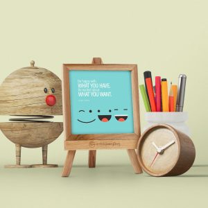 Be Happy With - Desk Quote Artwork
